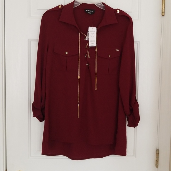 bebe Tops - Brand New BeBe Burgundy Blouse Size Large